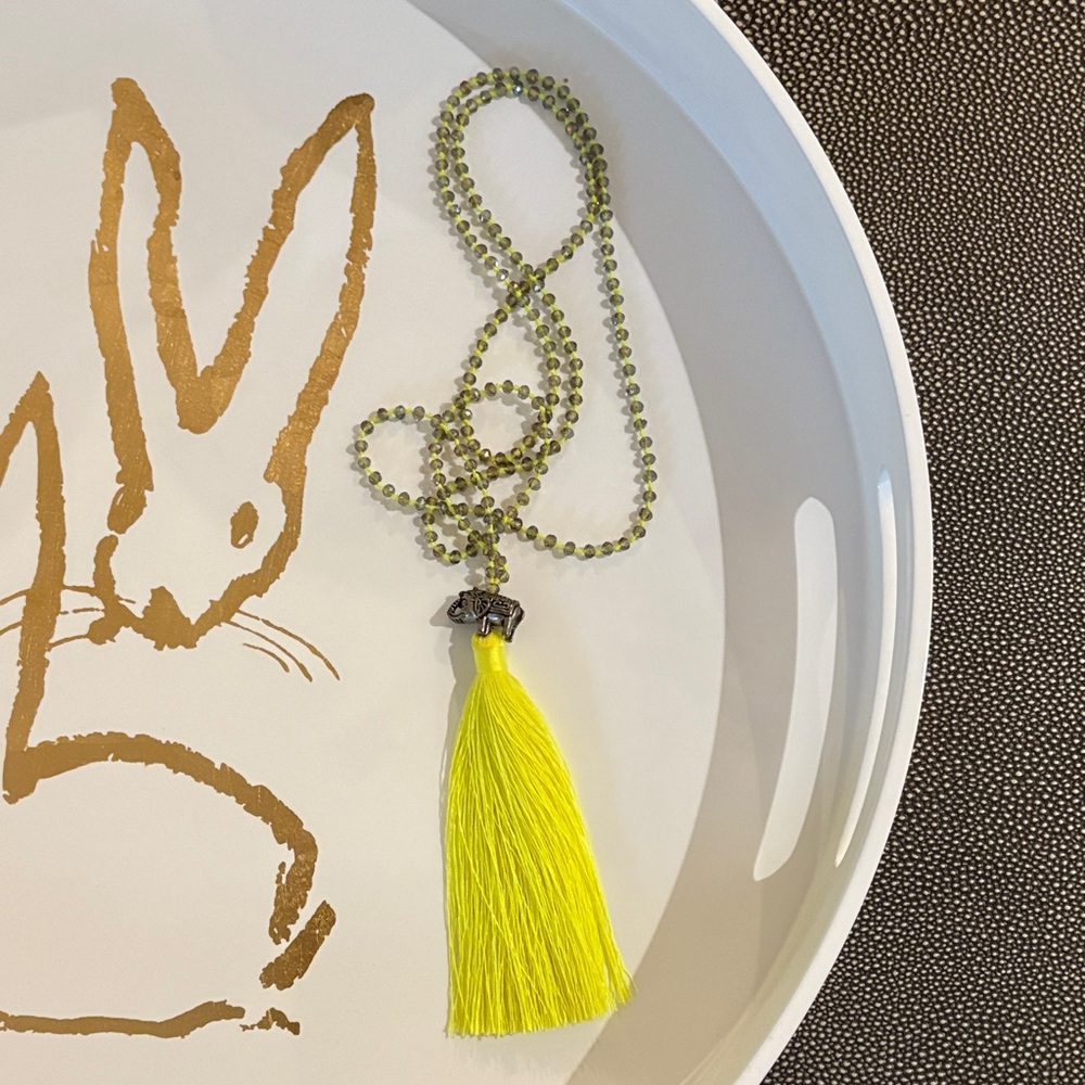 Yellow Tassel Beaded Necklace
